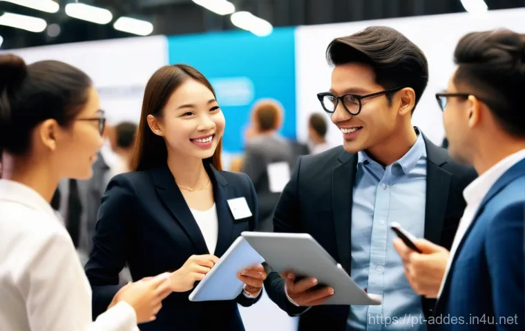 광고디자인 취업 박람회 정보 - Image Prompt 1: The Vitality of Networking at a Career Event**