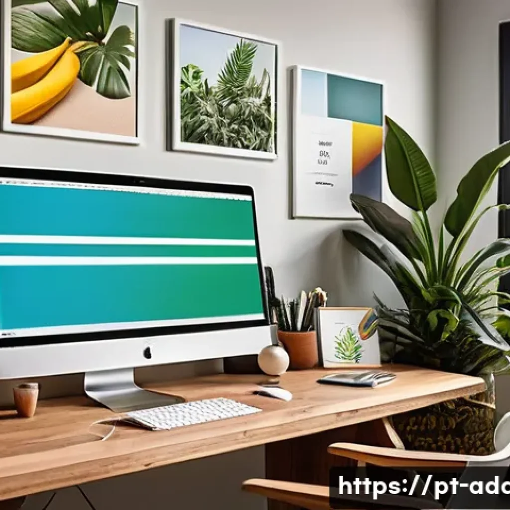 광고디자인 직무 면접 준비 가이드 - A professional creative workspace showcasing a Brazilian advertising designer in casual smart attire...