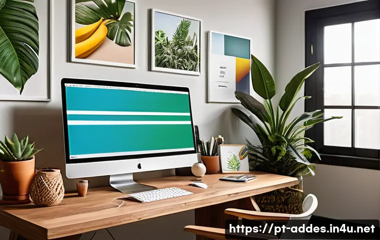 광고디자인 직무 면접 준비 가이드 - A professional creative workspace showcasing a Brazilian advertising designer in casual smart attire...