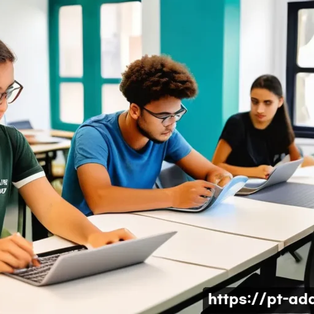광고디자인 자격증 합격률 분석 - A modern, vibrant classroom setting in Brazil with young adult students preparing for a graphic desi...