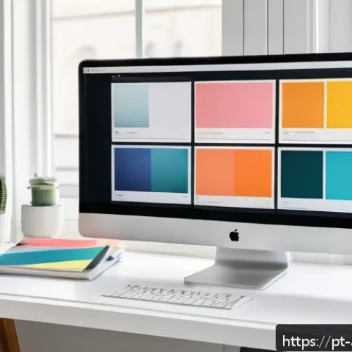 Home 30 광고디자인 포트폴리오 제작 가이드 - A professional digital designer workspace featuring a modern computer screen displaying a sleek, wel...