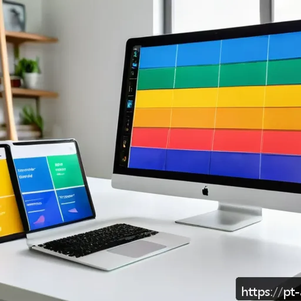 광고디자인과 색채학의 관계 - A vibrant digital marketing workspace featuring a Brazilian creative professional analyzing colorful...